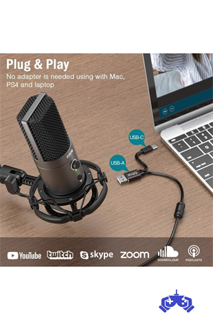 Fifine T683 USB Condenser Mikrofon Kayıt Seti Youtuber Canlı Yayın Podcast Mikrofon Kayıt Paketi